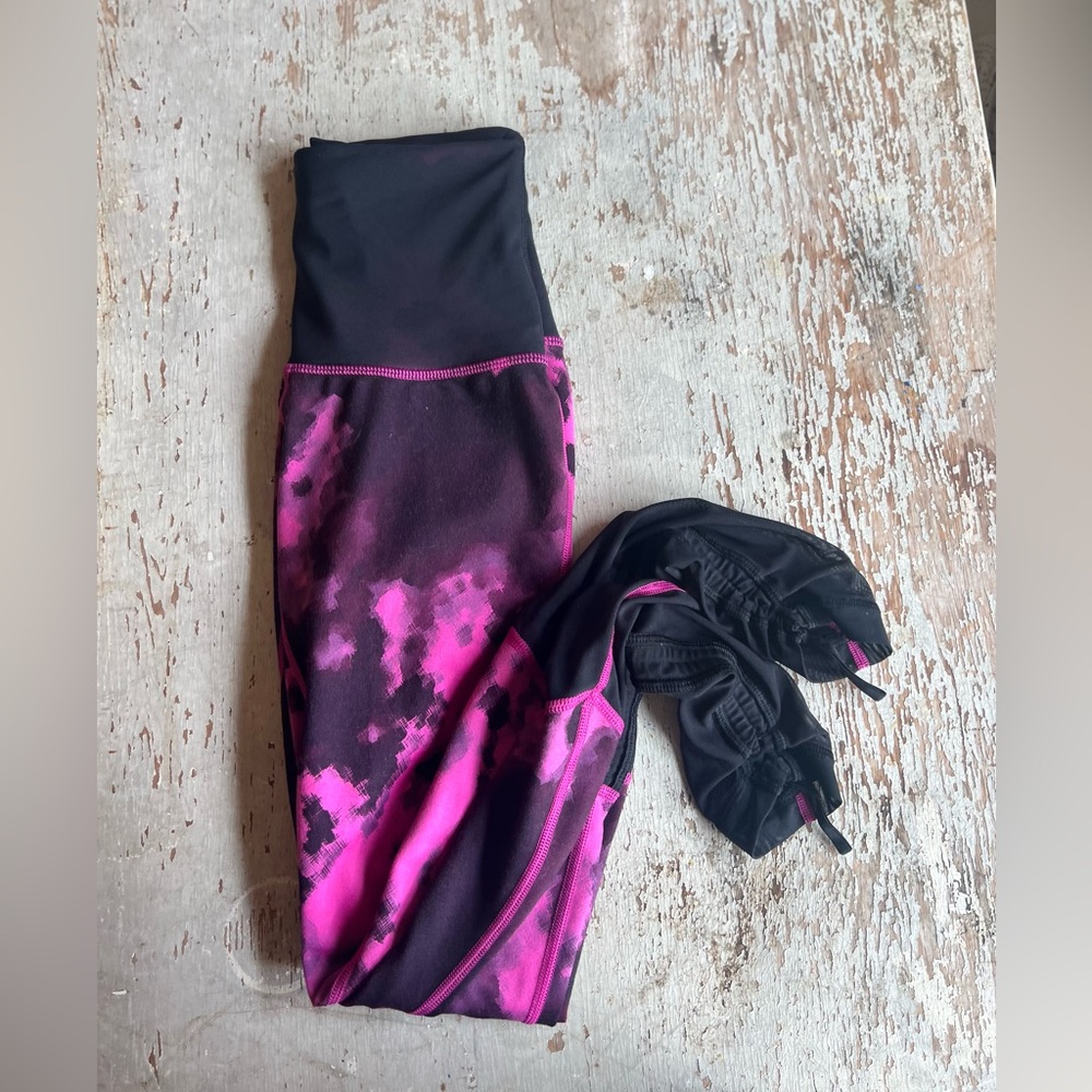 Pink and black leggings